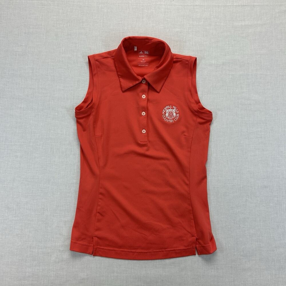 Adidas Climalite Sleeveless Golf Shirt Women's XS Pink Salmon Merrill Hills Club